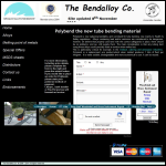 Screen shot of the The Bendalloy Co. website.