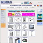 Screen shot of the Bathzones website.