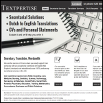 Screen shot of the Textpertise - Internet Secretarial Services website.