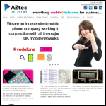 Screen shot of the Aztec Telecom Ltd website.