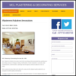Screen shot of the MCL Plastering & Decorating Services website.