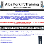 Screen shot of the Alba Forklift Training website.