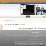 Screen shot of the PCE Instruments UK Ltd website.