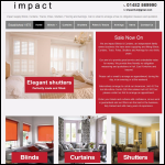 Screen shot of the Impact Blinds & Curtains website.