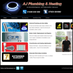 Screen shot of the Aj Plumbing & Heating website.
