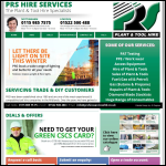 Screen shot of the PRS Hire Services Ltd website.