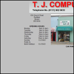 Screen shot of the TJ Computers Ltd website.