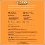 Screen shot of the VIP Labels website.