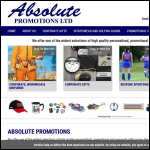 Screen shot of the Absolute Promotions Ltd website.