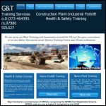 Screen shot of the G & T Training Services website.