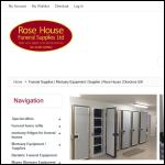 Screen shot of the Rose House Funeral Supplies Ltd website.