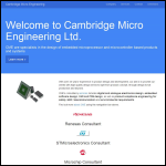 Screen shot of the Cambridge Micro Engineering Ltd website.