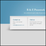 Screen shot of the R & E Presswork Ltd website.