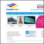 Screen shot of the Complete Signs website.
