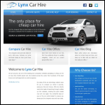 Screen shot of the Lynx Car & Van Hire Ltd website.
