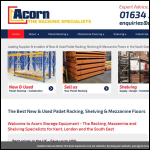 Screen shot of the Acorn Storage Equipment Ltd website.