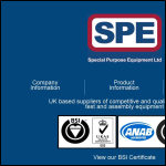 Screen shot of the Special Purpose Equipment Ltd website.
