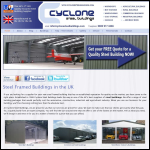 Screen shot of the Cyclone Steel Buildings website.