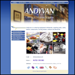 Screen shot of the Andyvan Catering & Hygiene Supplies website.