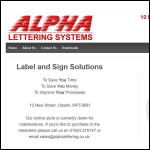 Screen shot of the Alpha Lettering Systems website.