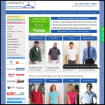 Screen shot of the Aspect Corporate Clothing Ltd website.