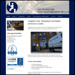 Screen shot of the Langham Lifts Ltd website.