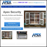 Screen shot of the Apex Security Ltd website.