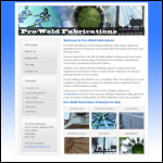 Screen shot of the Pro-weld Fabrications website.