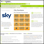 Screen shot of the City Numbers Ltd website.