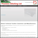 Screen shot of the Precision Stitching Ltd website.