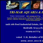 Screen shot of the Tri-Mar Aquaria website.