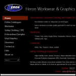 Screen shot of the Heron Workwear website.