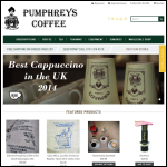 Screen shot of the Pumphreys Coffee website.