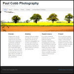 Screen shot of the Paul Cobb Photography website.