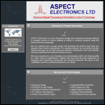 Screen shot of the Aspect Electronics Ltd website.