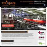 Screen shot of the Pro-spark Ltd website.