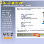 Screen shot of the Customize website.