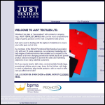 Screen shot of the Just Textiles Ltd website.