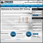 Screen shot of the Premier Pat Testing Ltd website.