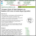 Screen shot of the Exeter Radiators website.