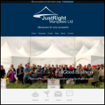 Screen shot of the JustRight Marquees Ltd website.