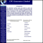 Screen shot of the T W Generators Ltd website.