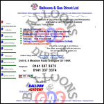 Screen shot of the Balloons & Gas Direct Ltd website.