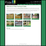 Screen shot of the Pride Fencing & Decking Ltd website.