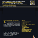 Screen shot of the Premier Midland Steel Fabrications Ltd website.
