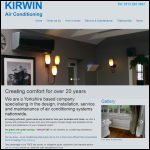 Screen shot of the Kirwin Air Conditioning Ltd website.