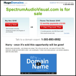 Screen shot of the Spectrum Audio Visual website.