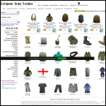 Screen shot of the European Army Surplus website.
