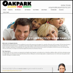 Screen shot of the Oakpark Alarms Security Services Ltd website.