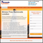 Screen shot of the London Removals website.